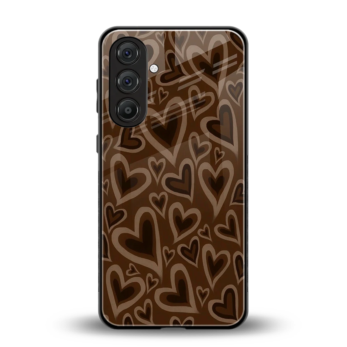 Toasty Brown Hearts back phone cover | glass case for samsung galaxy m36 5g