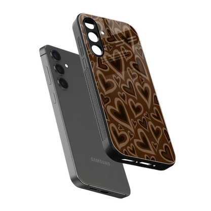 Toasty Brown Hearts sleek samsung galaxy a14 5g cover with tempered glass back and TPU edges