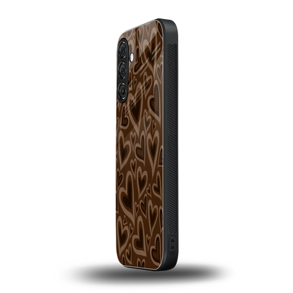 Toasty Brown Hearts samsung galaxy m36 5g mobile cover | shockproof glass phone case