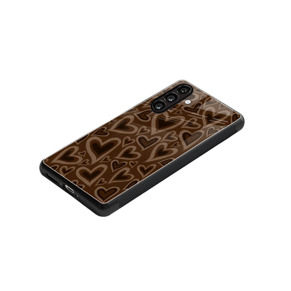 Toasty Brown Hearts stylish phone case for samsung galaxy m36 5g | glossy glass and slim fit