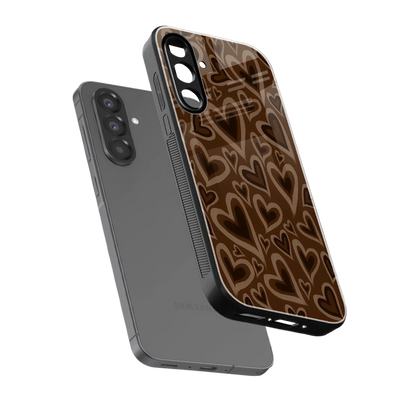 Toasty Brown Hearts sleek samsung galaxy a36 5g cover with tempered glass back and TPU edges