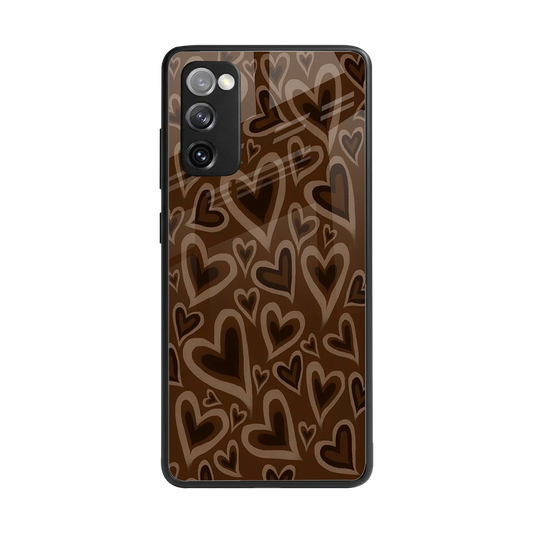 Toasty Brown Hearts back phone cover | glass case for samsung galaxy s20 fe