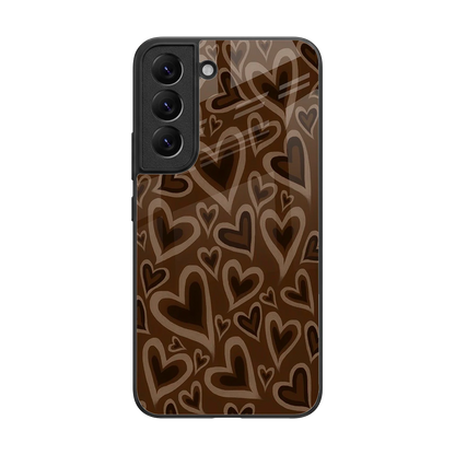 Toasty Brown Hearts back phone cover | glass case for samsung galaxy s22