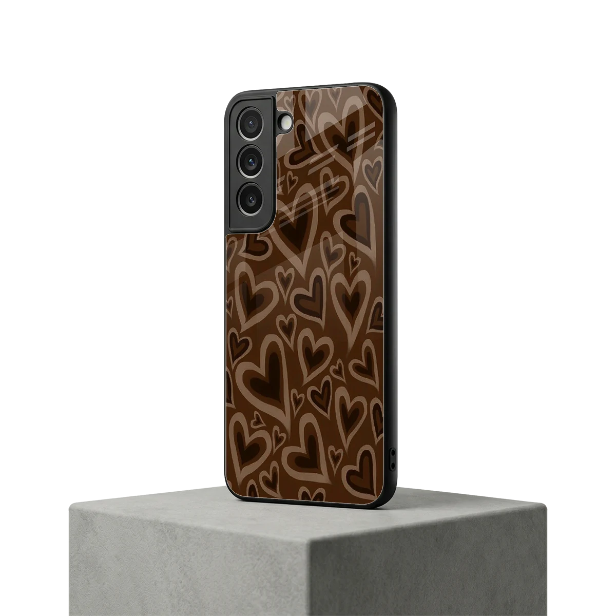 Toasty Brown Hearts samsung galaxy s22 mobile cover | shockproof glass phone case