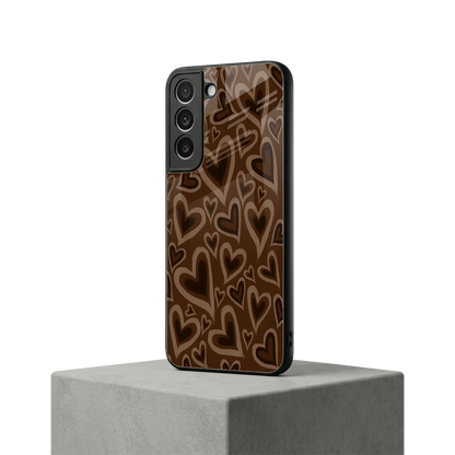 Toasty Brown Hearts samsung galaxy s22 mobile cover | shockproof glass phone case