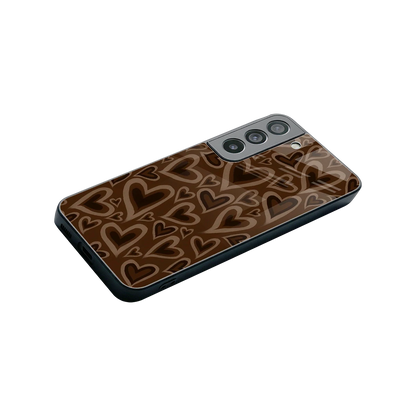 Toasty Brown Hearts stylish phone case for samsung galaxy s22 | glossy glass and slim fit
