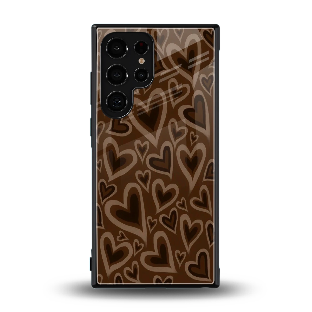 Toasty Brown Hearts back phone cover | glass case for samsung galaxy s23 ultra