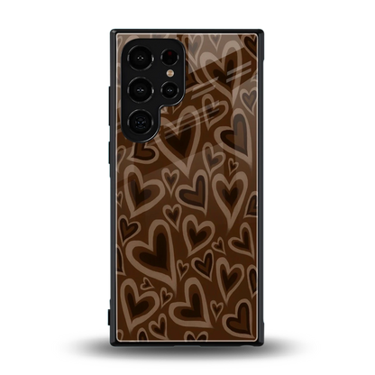 Toasty Brown Hearts back phone cover | glass case for samsung galaxy s24 ultra