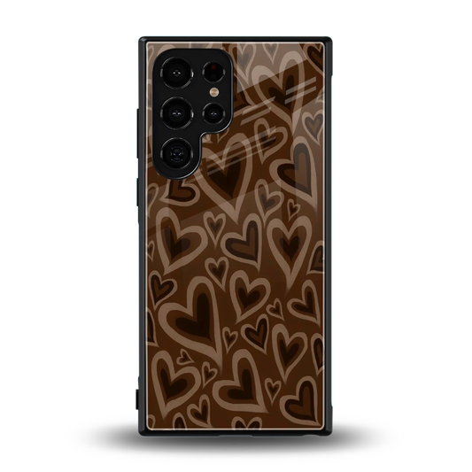 Toasty Brown Hearts back phone cover | glass case for samsung galaxy s24 ultra