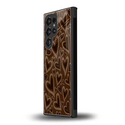 Toasty Brown Hearts samsung galaxy s23 ultra mobile cover | shockproof glass phone case