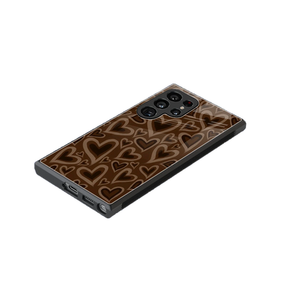 Toasty Brown Hearts stylish phone case for samsung galaxy s23 ultra | glossy glass and slim fit