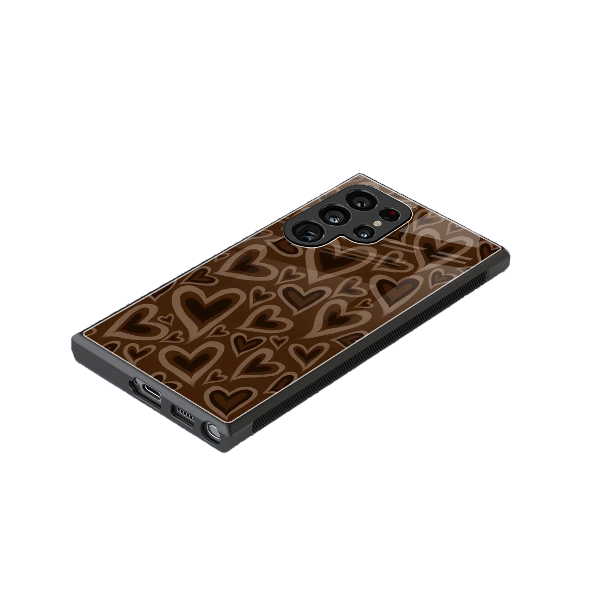 Toasty Brown Hearts stylish phone case for samsung galaxy s24 ultra | glossy glass and slim fit