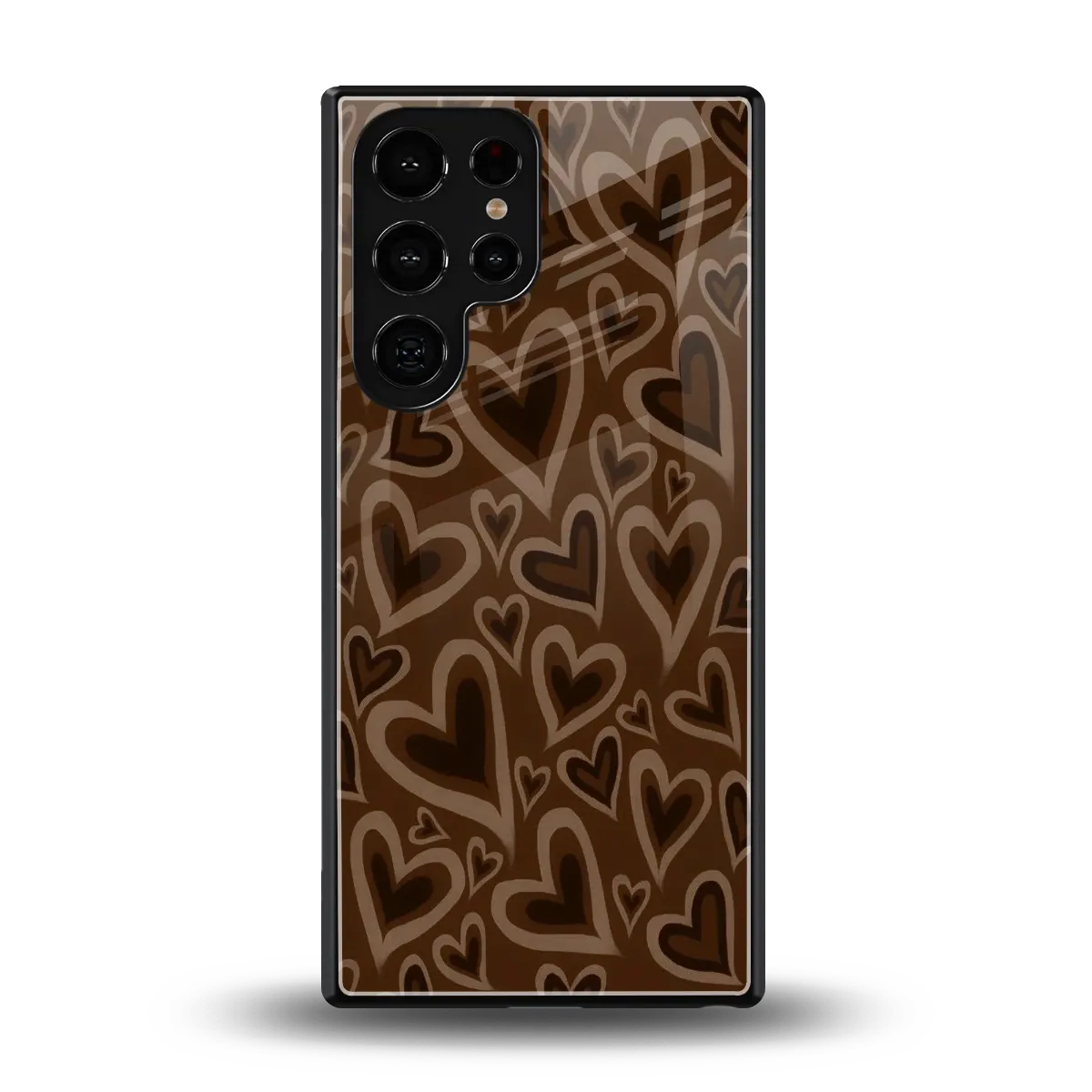 Toasty Brown Hearts back phone cover | glass case for samsung galaxy s25 ultra