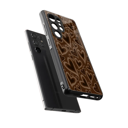 Toasty Brown Hearts sleek samsung galaxy s25 ultra cover with tempered glass back and TPU edges
