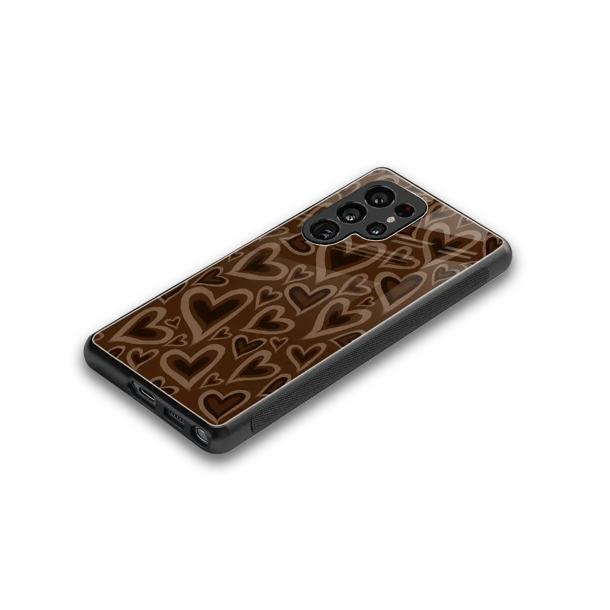 Toasty Brown Hearts stylish phone case for samsung galaxy s25 ultra | glossy glass and slim fit