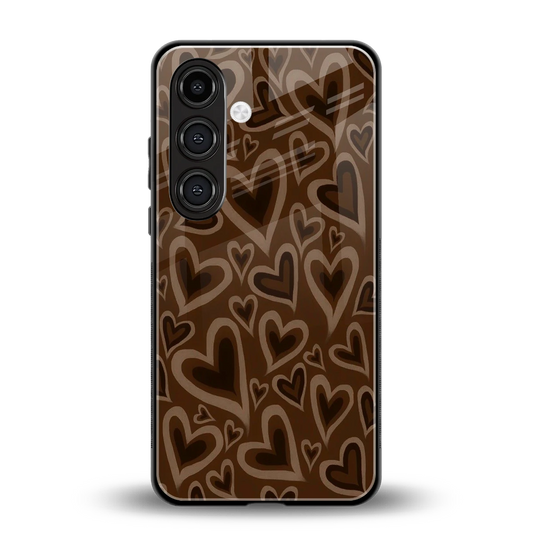 Toasty Brown Hearts back phone cover | glass case for samsung galaxy s25 fe