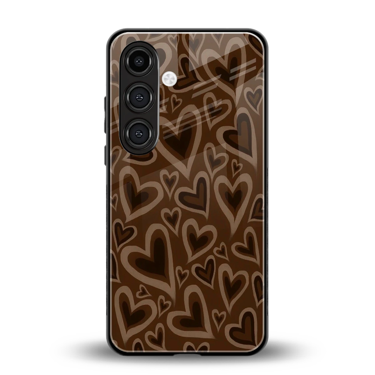Toasty Brown Hearts back phone cover | glass case for samsung galaxy s25 plus