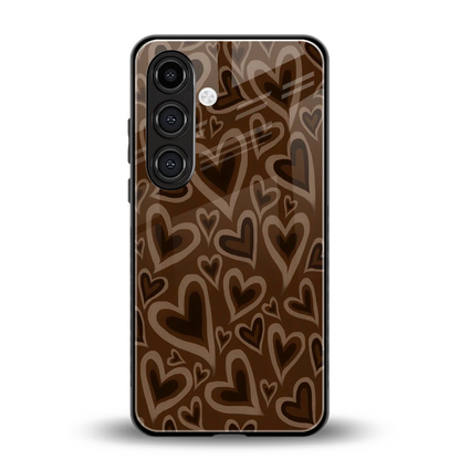 Toasty Brown Hearts back phone cover | glass case for samsung galaxy s25 plus