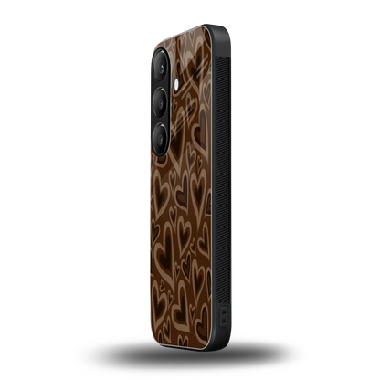 Toasty Brown Hearts samsung galaxy s25 plus mobile cover | shockproof glass phone case