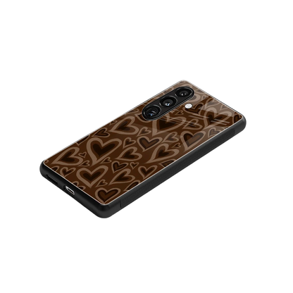 Toasty Brown Hearts stylish phone case for samsung galaxy s24 | glossy glass and slim fit
