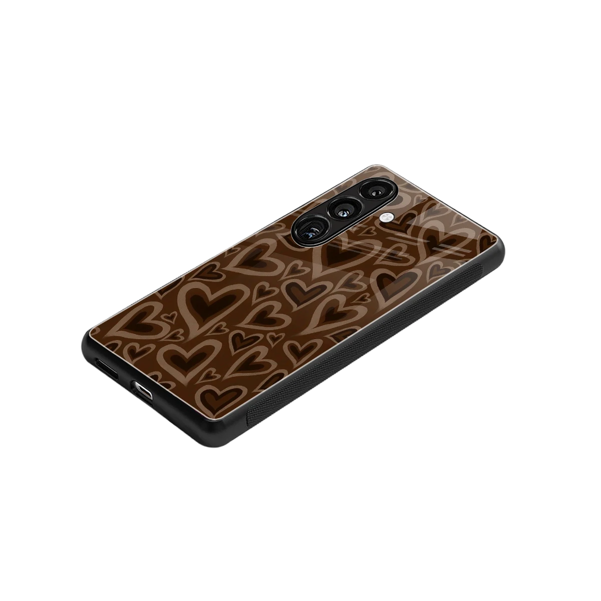 Toasty Brown Hearts stylish phone case for samsung galaxy s25 fe | glossy glass and slim fit