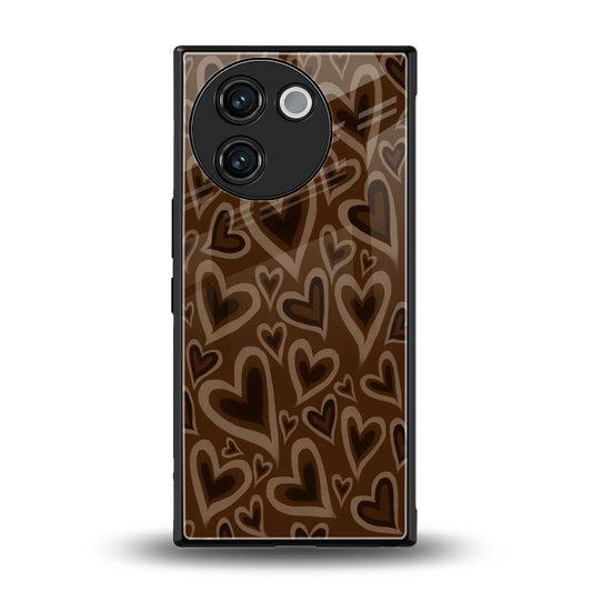 Toasty Brown Hearts back phone cover | glass case for vivo v30e
