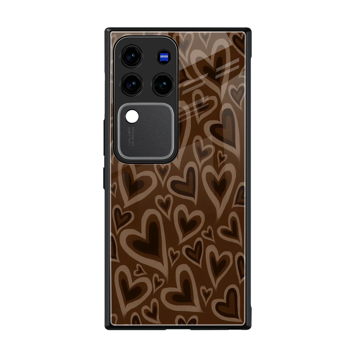 Toasty Brown Hearts back phone cover | glass case forvivo v30 pro