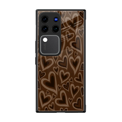 Toasty Brown Hearts back phone cover | glass case forvivo v30 pro