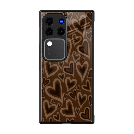 Toasty Brown Hearts back phone cover | glass case forvivo v30 pro