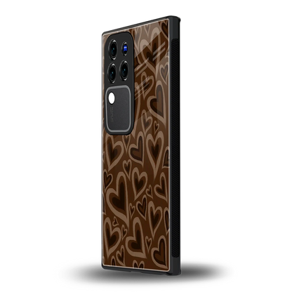 Toasty Brown Heartsvivo v30 pro mobile cover | shockproof glass phone case
