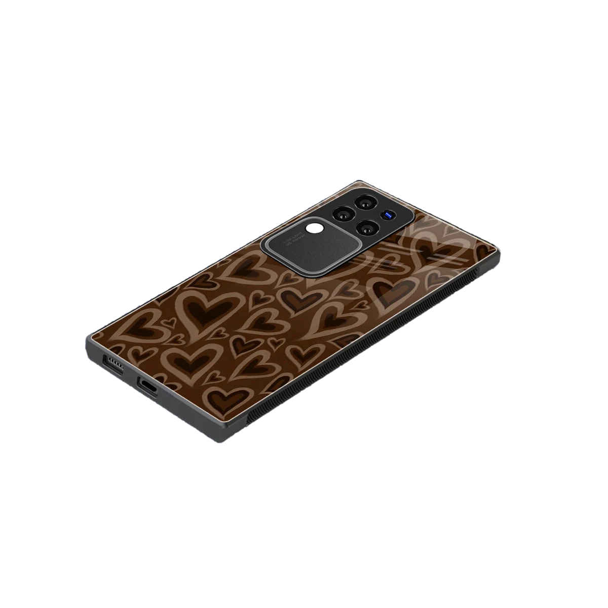 Toasty Brown Hearts stylish phone case forvivo v30 pro | glossy glass and slim fit