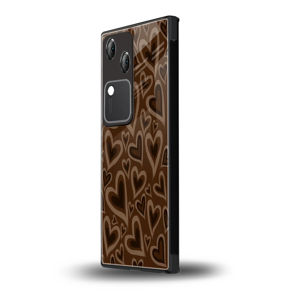Toasty Brown Hearts vivo v30 mobile cover | shockproof glass phone case