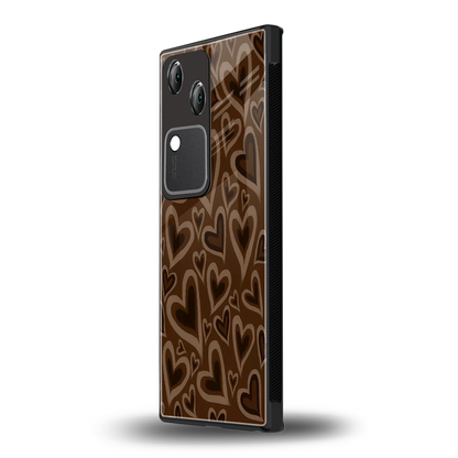 Toasty Brown Hearts vivo v30 mobile cover | shockproof glass phone case