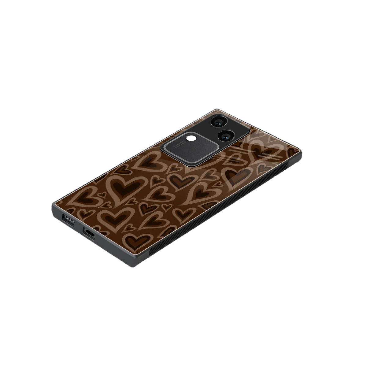 Toasty Brown Hearts stylish phone case for vivo v30 | glossy glass and slim fit