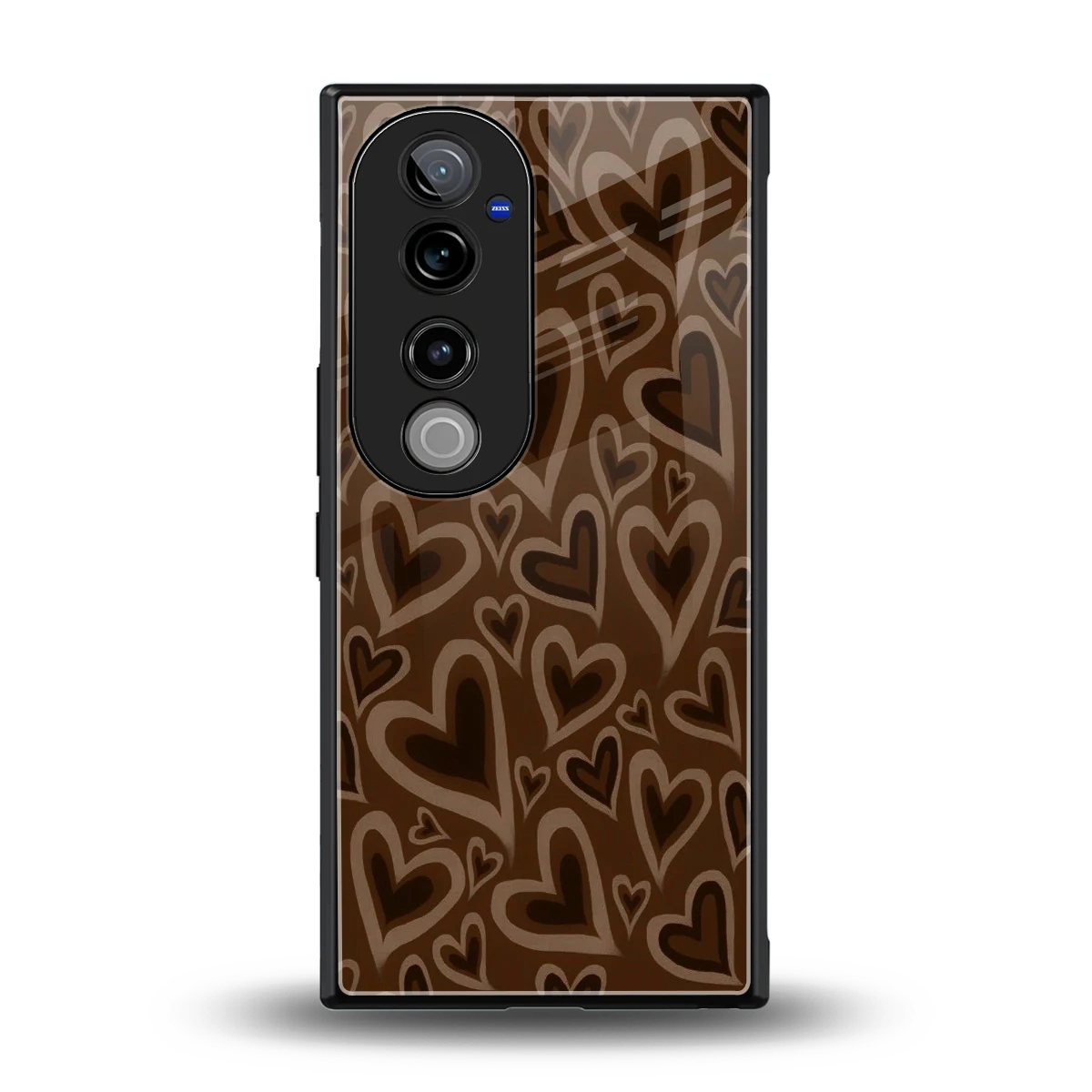 Toasty Brown Hearts back phone cover | glass case for vivo v40 pro
