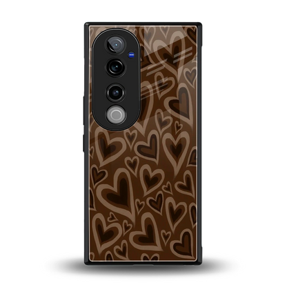 Toasty Brown Hearts back phone cover | glass case for vivo v40 pro