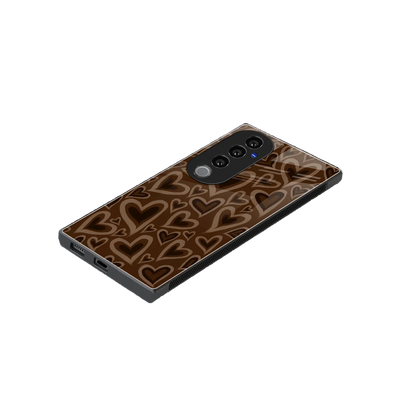 Toasty Brown Hearts stylish phone case for vivo v40 pro | glossy glass and slim fit