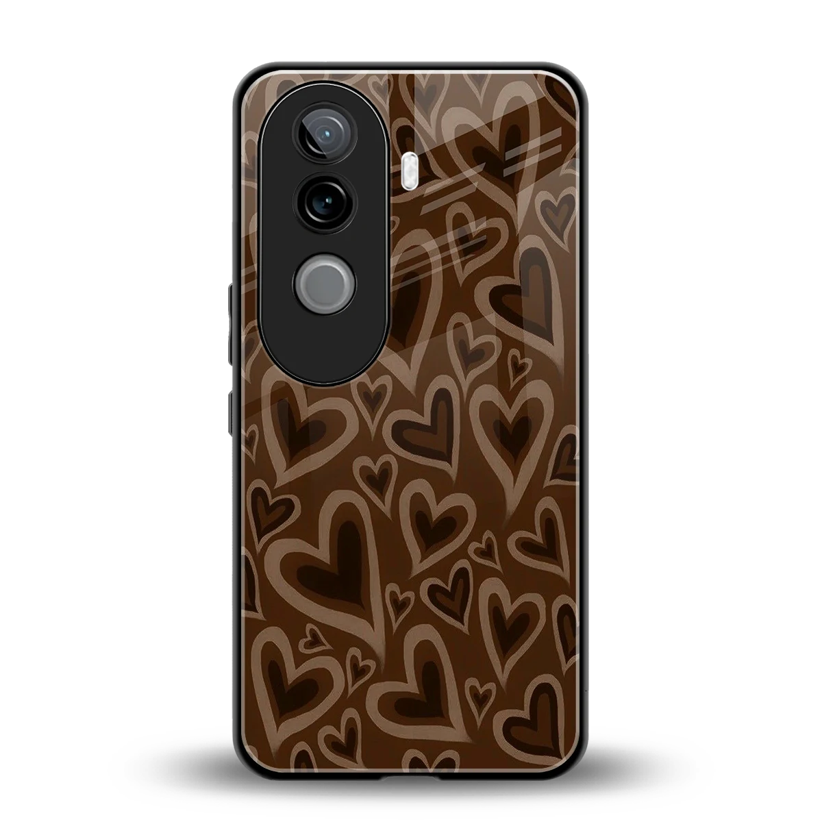 Toasty Brown Hearts back phone cover | glass case for vivo v40e