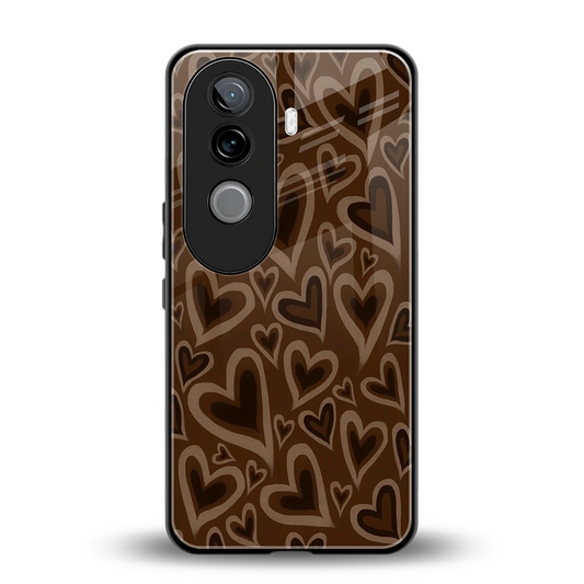 Toasty Brown Hearts back phone cover | glass case for vivo v40e