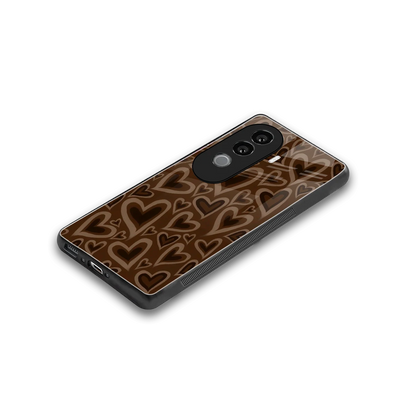 Toasty Brown Hearts stylish phone case for vivo v40e | glossy glass and slim fit