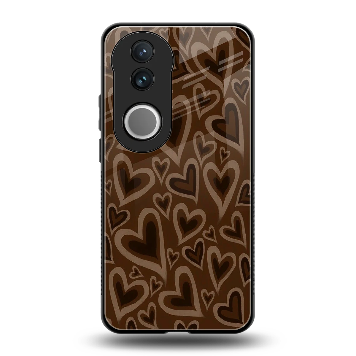 Toasty Brown Hearts back phone cover | glass case for vivo v50