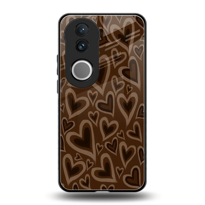 Toasty Brown Hearts back phone cover | glass case for vivo v50