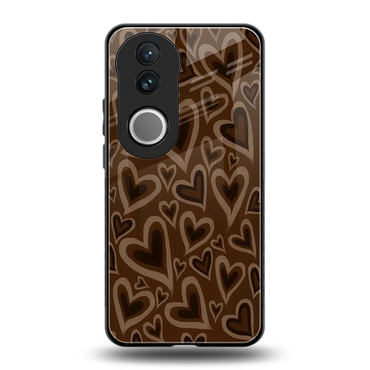Toasty Brown Hearts back phone cover | glass case for vivo v50