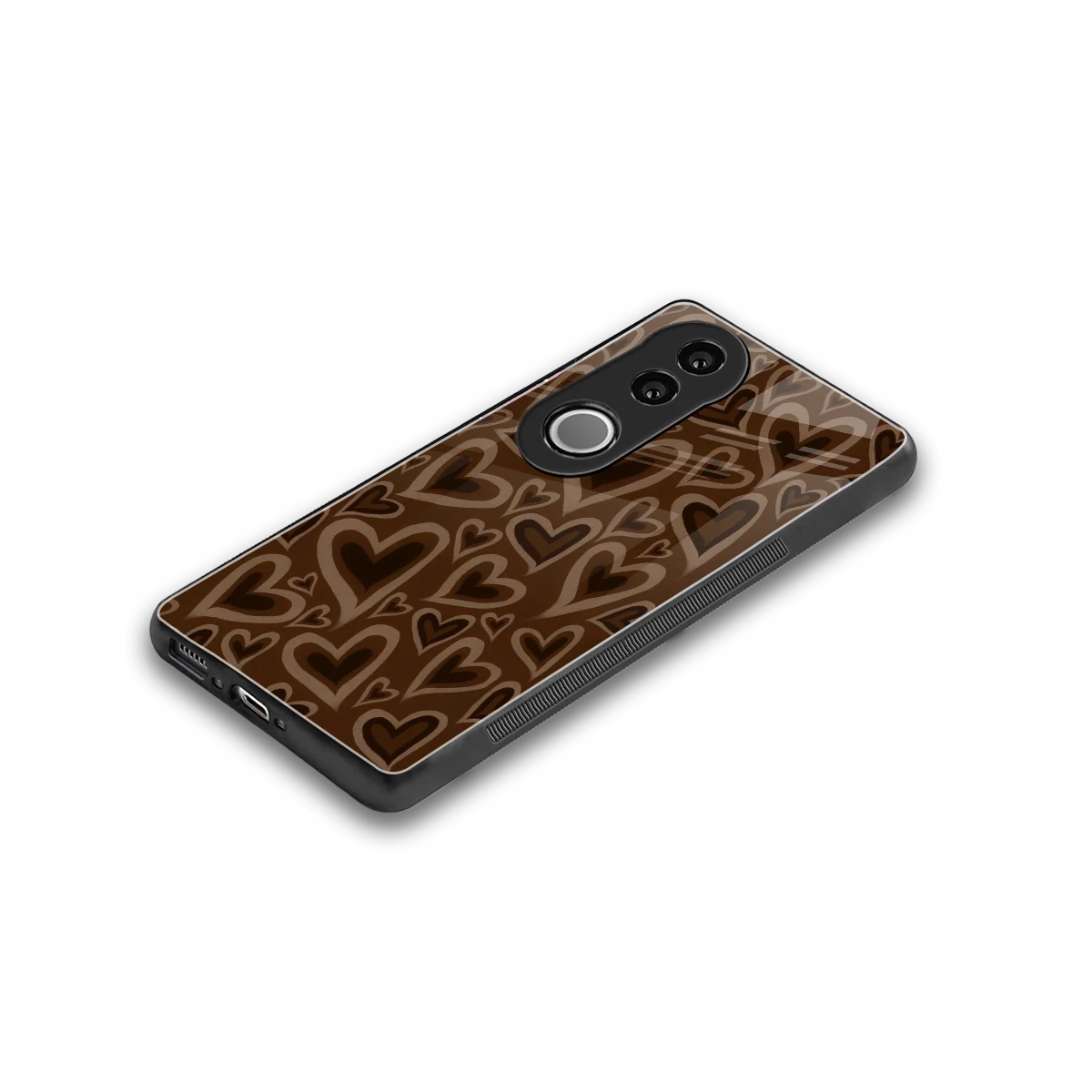 Toasty Brown Hearts stylish phone case for vivo v50 | glossy glass and slim fit