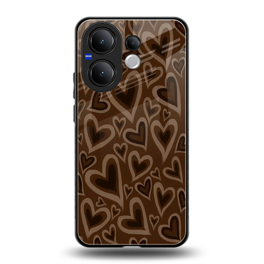 Toasty Brown Hearts back phone cover | glass case for vivo v60