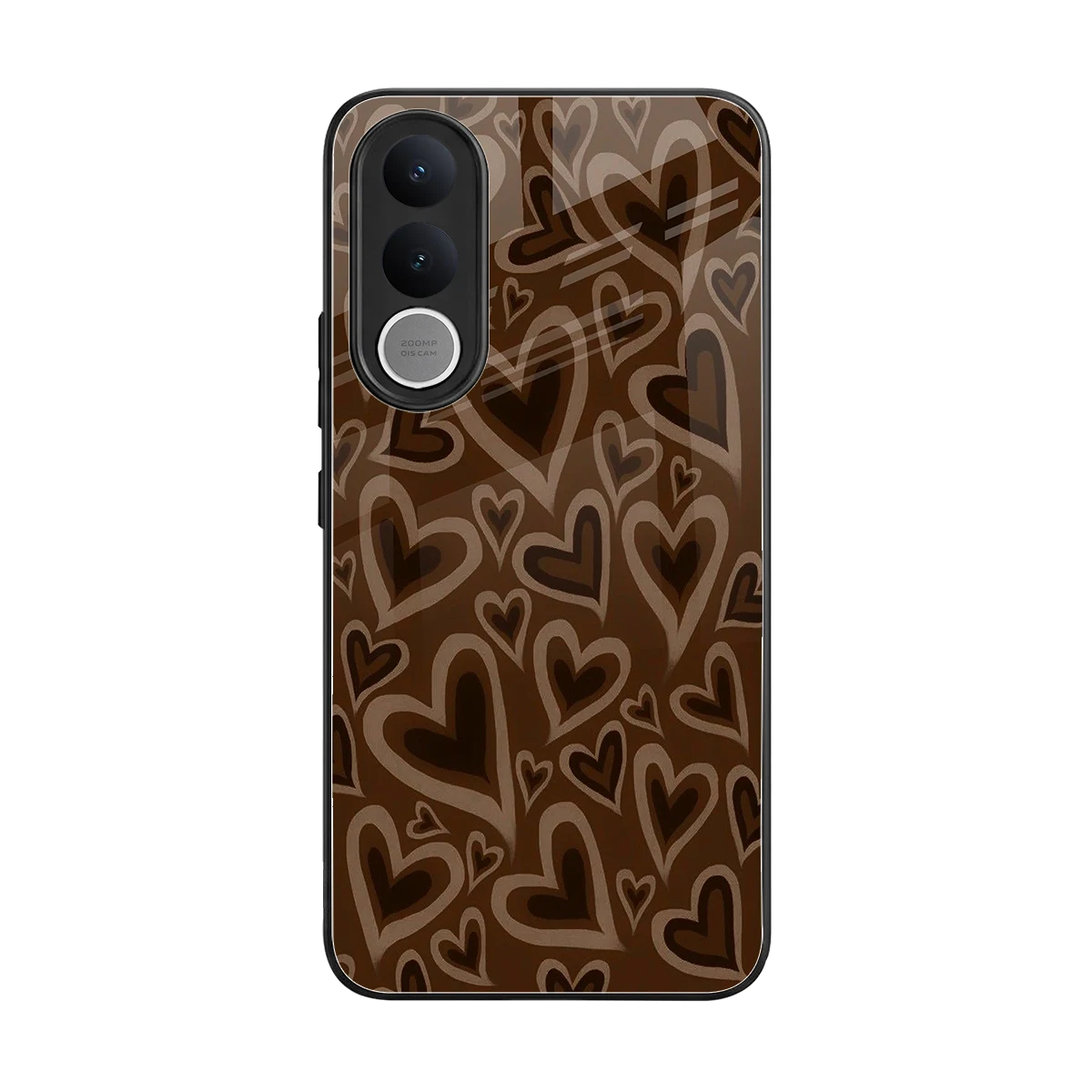 Toasty Brown Hearts back phone cover | glass case for vivo v70 fe
