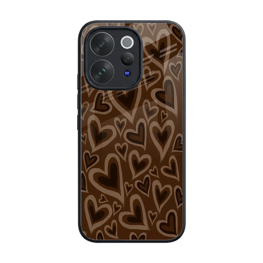 Toasty Brown Hearts back phone cover | glass case for vivo v70