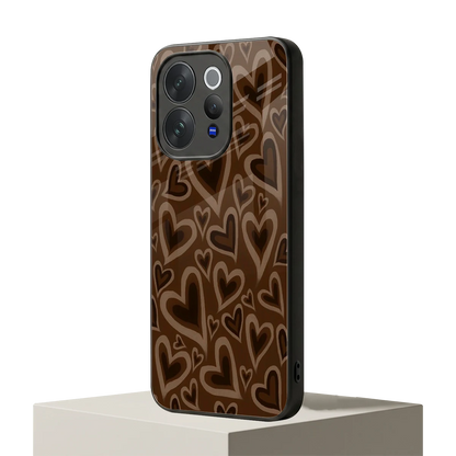 Toasty Brown Hearts vivo v70 elite mobile cover | shockproof glass phone case