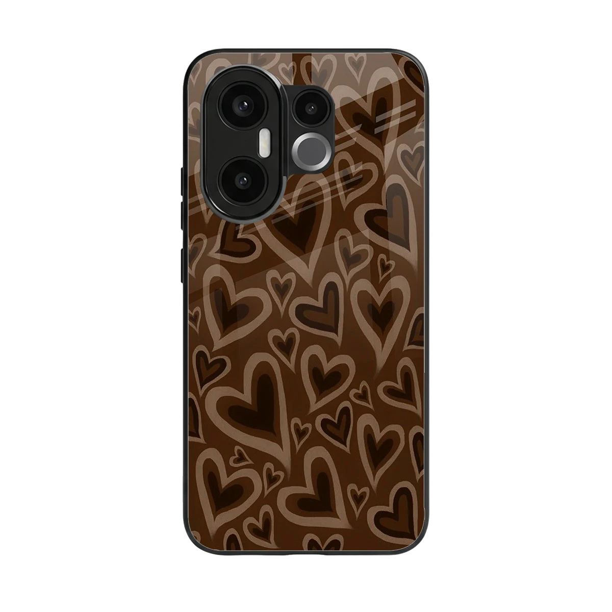 Toasty Brown Hearts back phone cover | glass case for vivo x200 fe