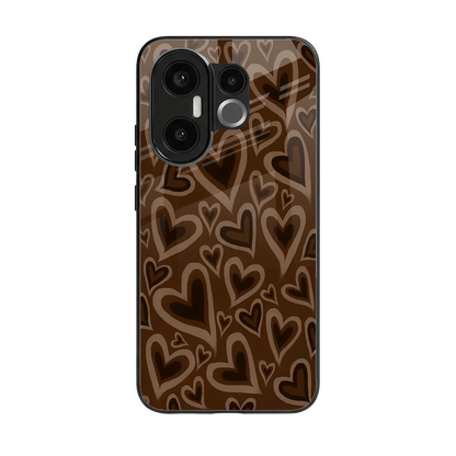 Toasty Brown Hearts back phone cover | glass case for vivo x200 fe